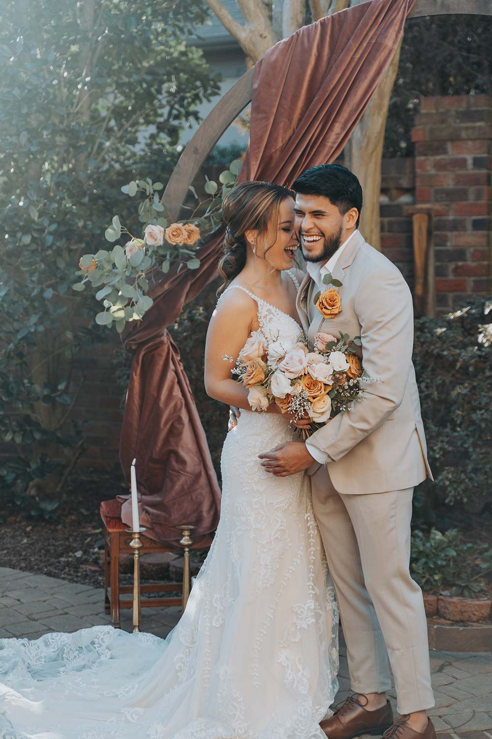 Tuscan Boho Wedding Bride and Groom in Charlotte NC