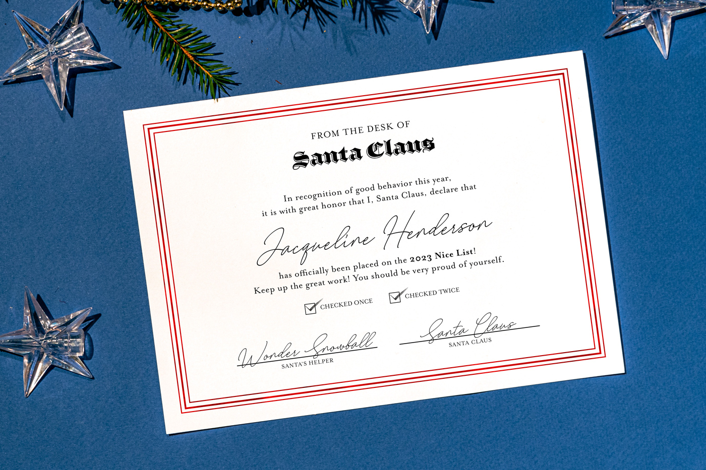 Santa's Official Nice List Certificate by Enlove Occasions